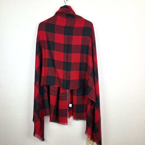 Large Heritage Print Buffalo Plaid Wrap. Red Black Blanket Scarf Size 44 x 84 - Picture 4 of 9
